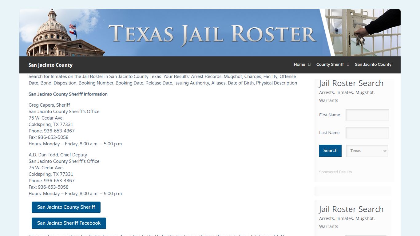 San Jacinto County | Jail Roster Search