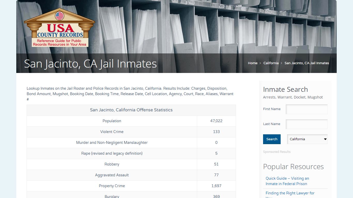 San Jacinto, CA Jail Inmates | Name Search